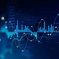 Financial charts with rising and falling lines, like those analyzed by Eric Kanter at Morgan Stanley, illustrate market trends.