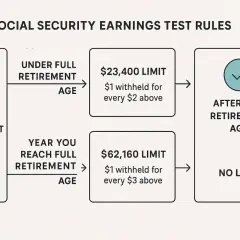 Social Security earnings test rules: Under full retirement age, $23,400 limit. Year you reach full retirement age, $62,160 limit. After full retirement age, no limit. This helps answer "how much can I earn while on Social Security in 2025".