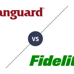 Vanguard vs. Fidelity logos with "VS" in the middle. Comparing Vanguard IRA fees and Fidelity IRA fees.