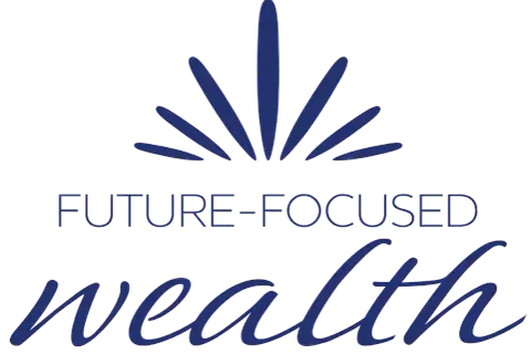 Logo with radiating lines above text "FUTURE-FOCUSED wealth," symbolizing investing in the future.