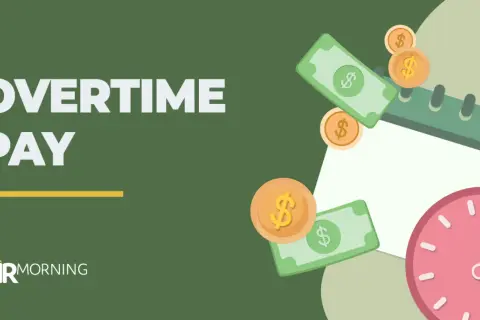 Overtime pay is depicted with cash and coins, a clock, and a calendar, suggesting that extra hours worked might mean no taxes on overtime.