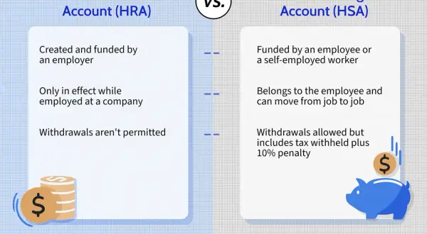 HRA vs HSA: employer-funded, employer-tied HRA vs. employee-funded, portable HSA with withdrawal penalties.