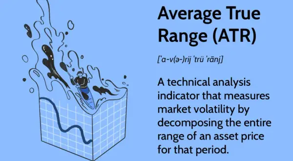 A kayaker navigates choppy waters, symbolizing the **average true range** (ATR) indicator measuring market volatility.