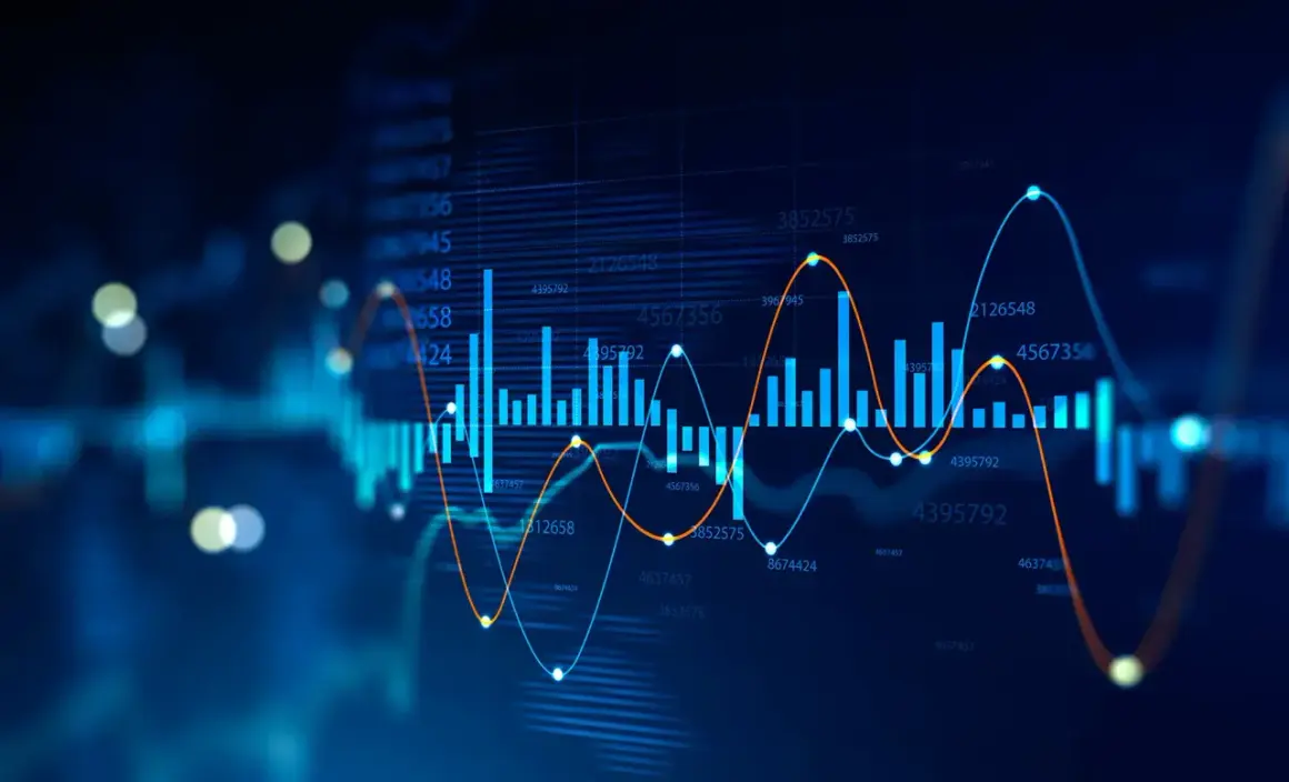 Financial charts with rising and falling lines, like those analyzed by Eric Kanter at Morgan Stanley, illustrate market trends.