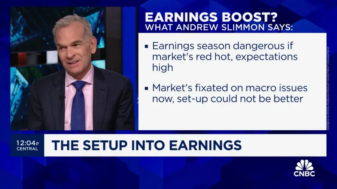 Andrew Slimmon discusses the setup into earnings season, noting it can be dangerous if expectations are high. He mentions the market's focus on macro issues.