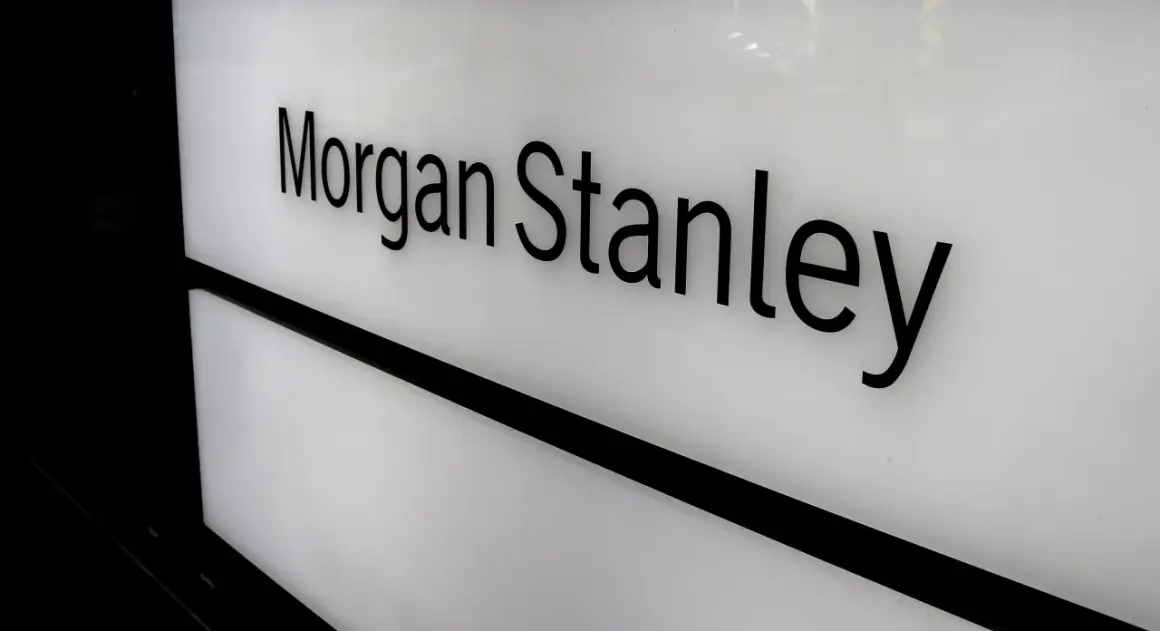 Black 3D letters spell "Morgan Stanley" on a white illuminated panel, suggesting a gateway to Morgan Stanley access investing.