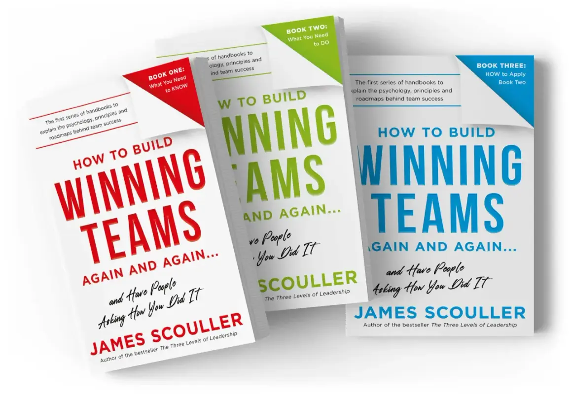 Three books titled "How to Build Winning Teams" in red, green, and blue. These are essential reading for any investment team aiming for success.
