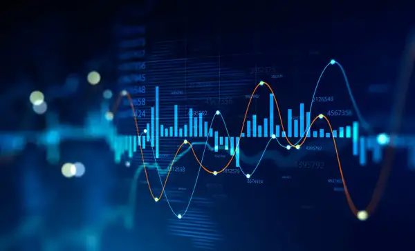 Financial charts with rising and falling lines, like those analyzed by Eric Kanter at Morgan Stanley, illustrate market trends.