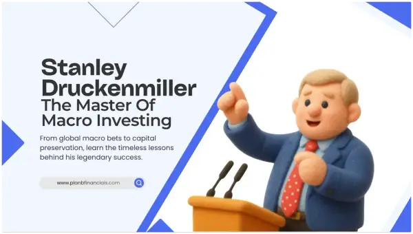 A cartoon of Stan Druckenmiller, the master of macro investing, speaks at a podium.