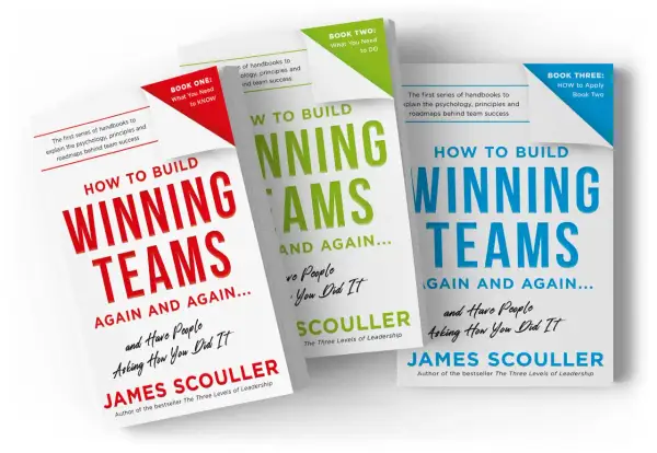 Three books titled "How to Build Winning Teams" in red, green, and blue. These are essential reading for any investment team aiming for success.